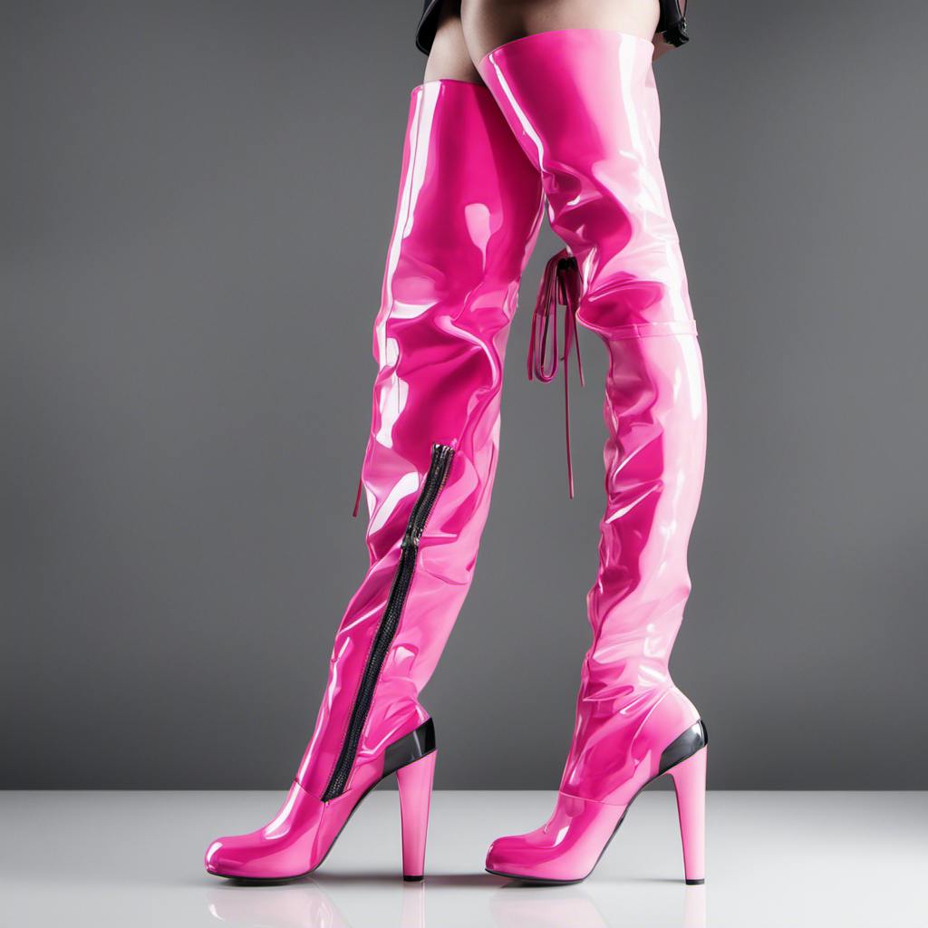 AI fashion shoes design woman Pink Lingerie Thigh high boots